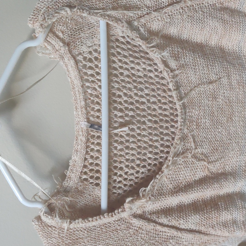 FREE PEOPLE Striped Tunic Sweater Cream Coral Rose M - Picture 2 of 9